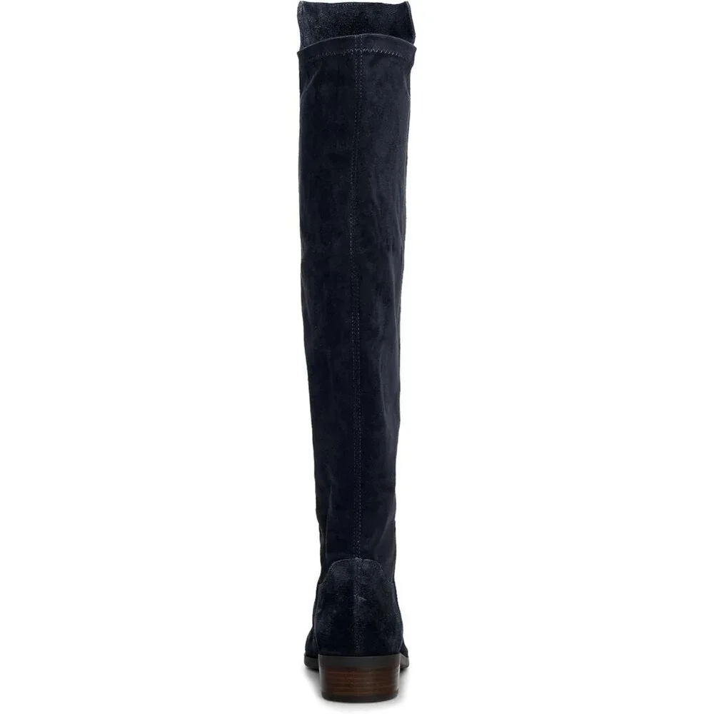 Women's Bright Blue Above the Knee Pointed Toe Low Heel Calypso Winter Long Boot